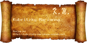 Kubritzky Marianna névjegykártya